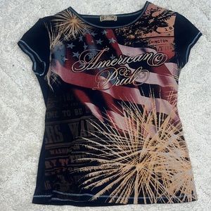 Blue Canyon Women’s Blue American Pride baby Tee Size medium